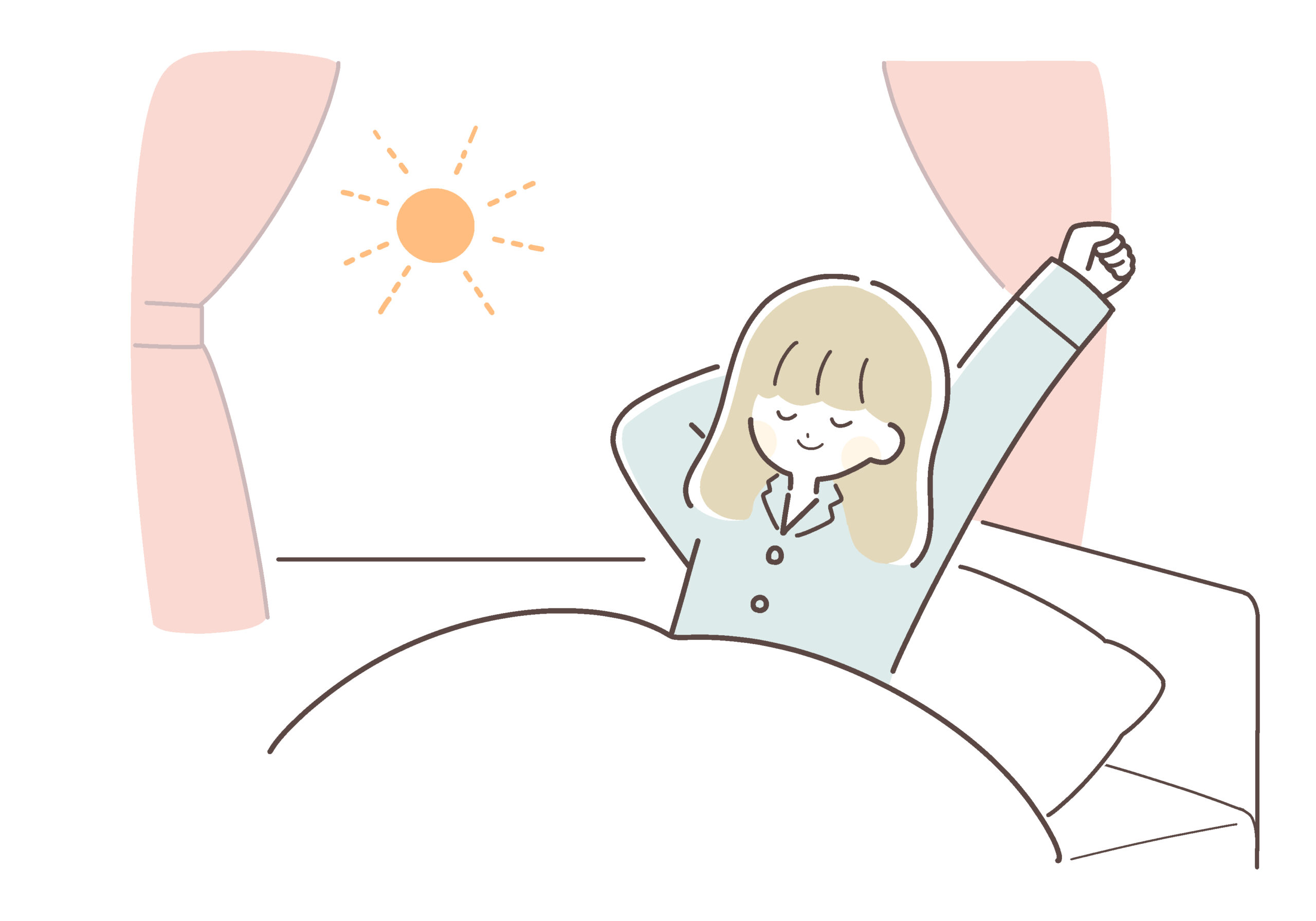 処女卒業の翌日にリラックスして休む女性のイメージ、出血や痛みへの対処と回復を象徴